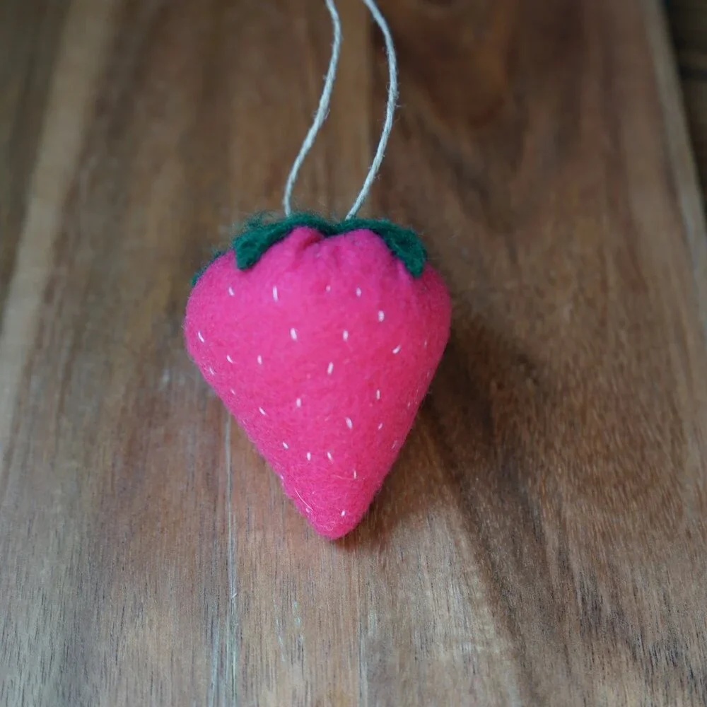 Hand Sewn Felt Strawberry Ornament